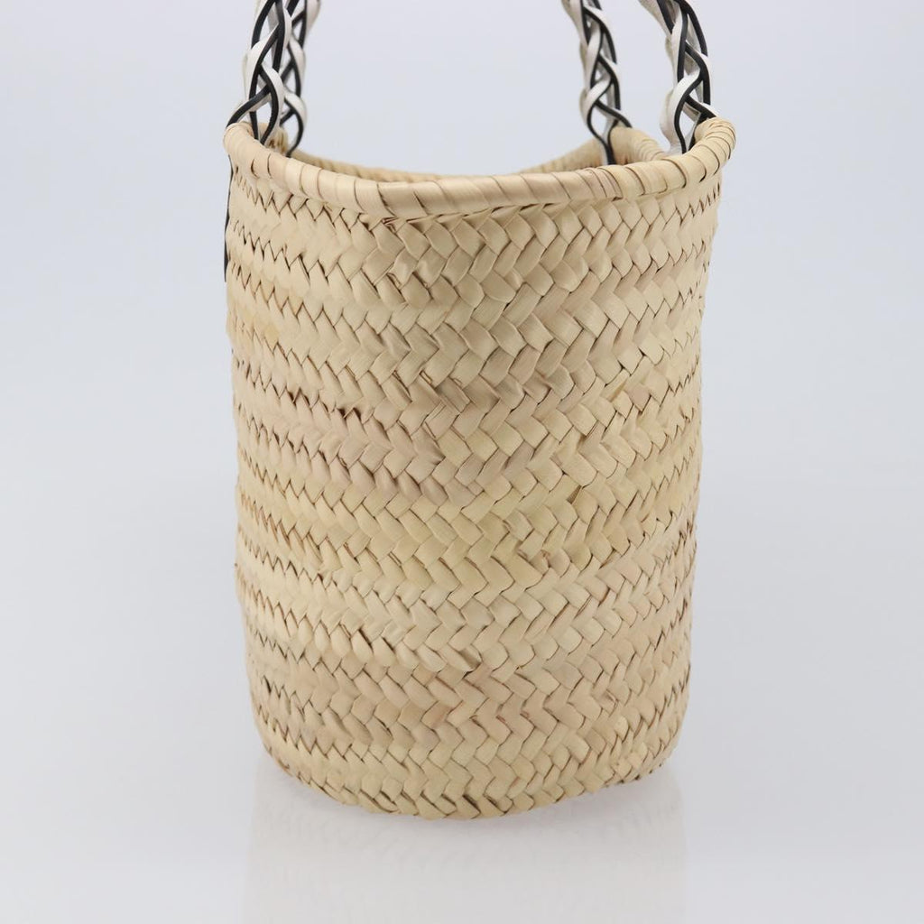 PRADA Woven Palm Tote Bag Raffia Beige Auth 203649M