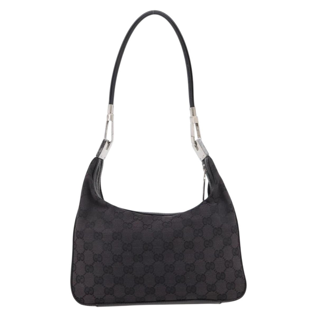 GUCCI GG Canvas Shoulder Bag Black Silver 001 3812 Auth 204252