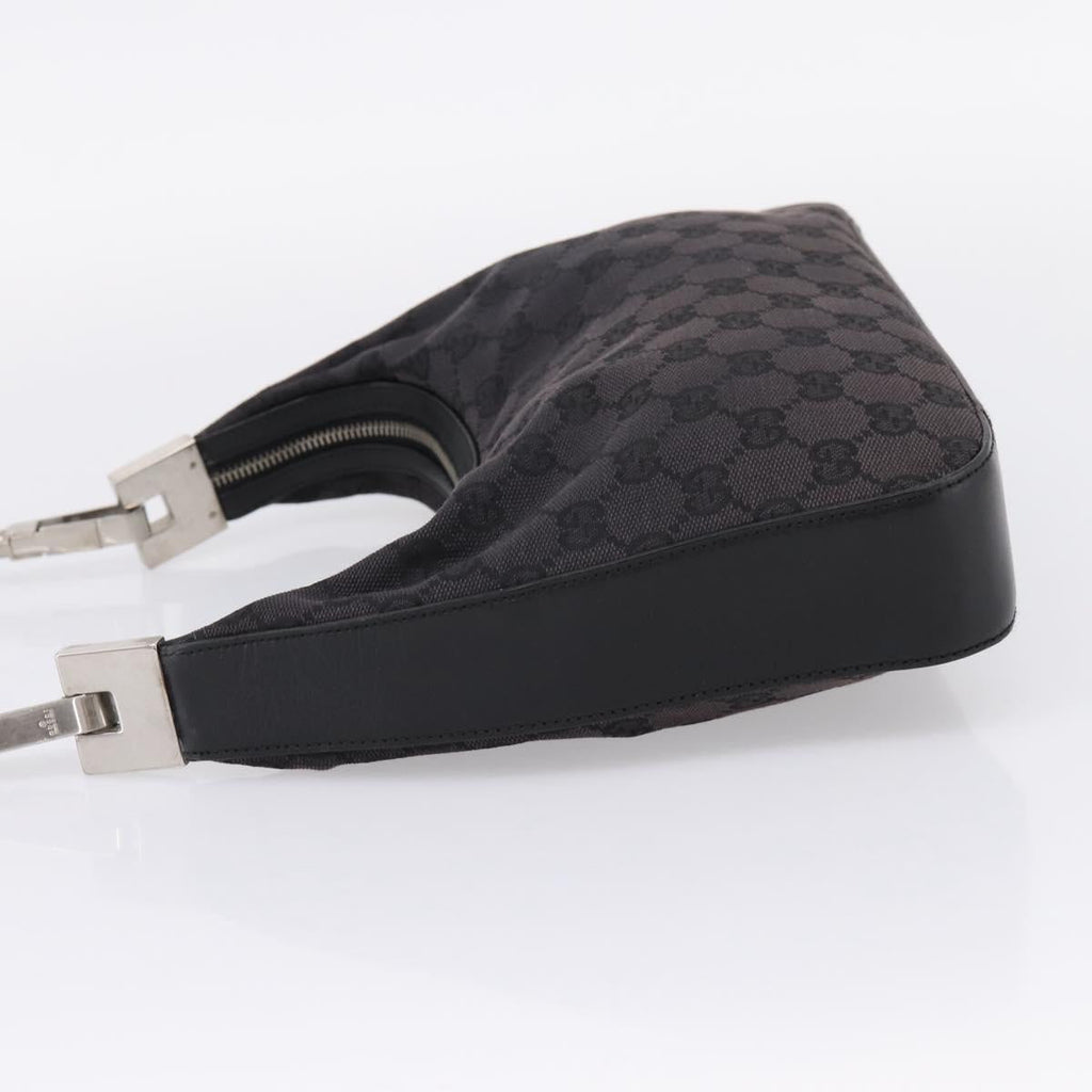 GUCCI GG Canvas Shoulder Bag Black Silver 001 3812 Auth 204252