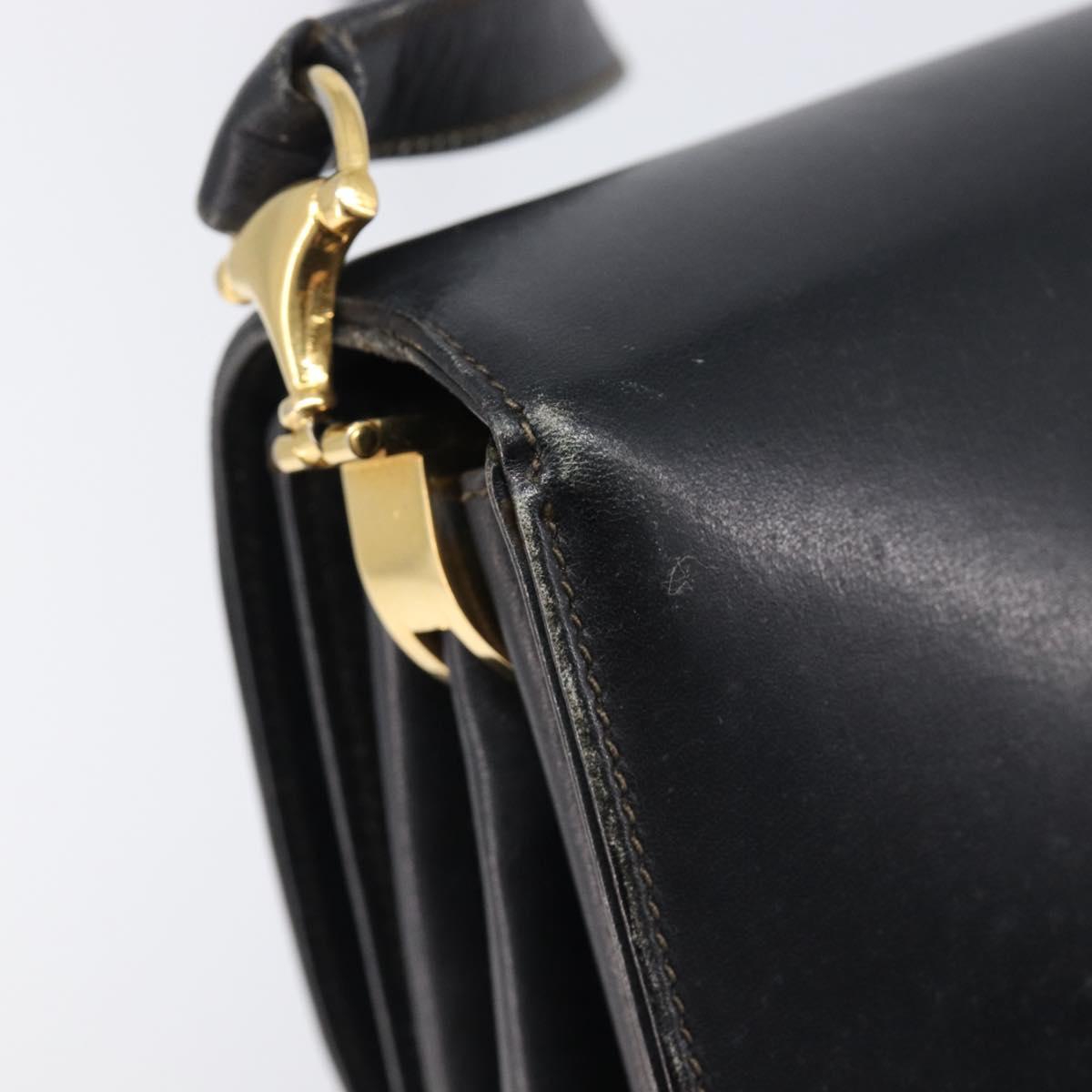 GUCCI Shoulder Bag Leather Black Gold 99 001 3414 Auth 204427