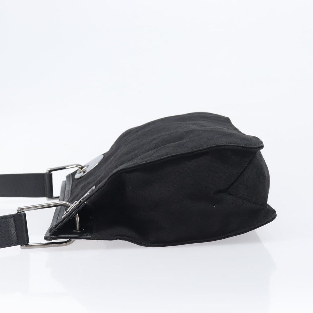 GUCCI GG Canvas Shoulder Bag Black Silver 120841 Auth 204749A