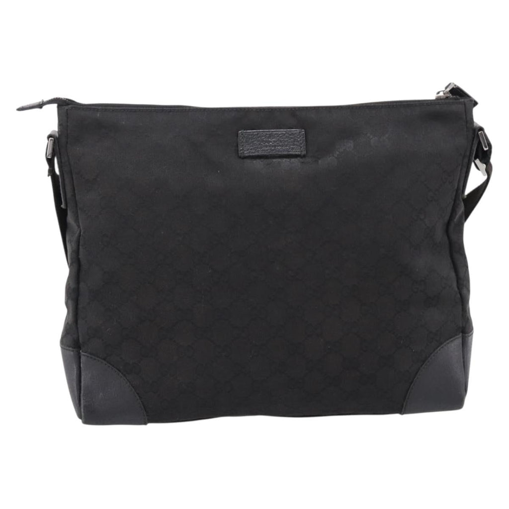 GUCCI GG Canvas Shoulder Bag Black Silver 110054 Auth 205037