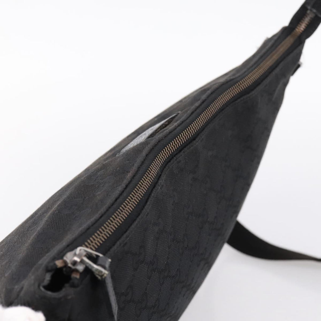 GUCCI GG Canvas Shoulder Bag Black Silver 110054 Auth 205037