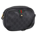GUCCI GG Supreme Web Sherry Line Bag PVC Black Gold 156 02 066 Auth 205045