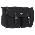 PRADA Shoulder Bag Nylon Black Silver Auth 205048