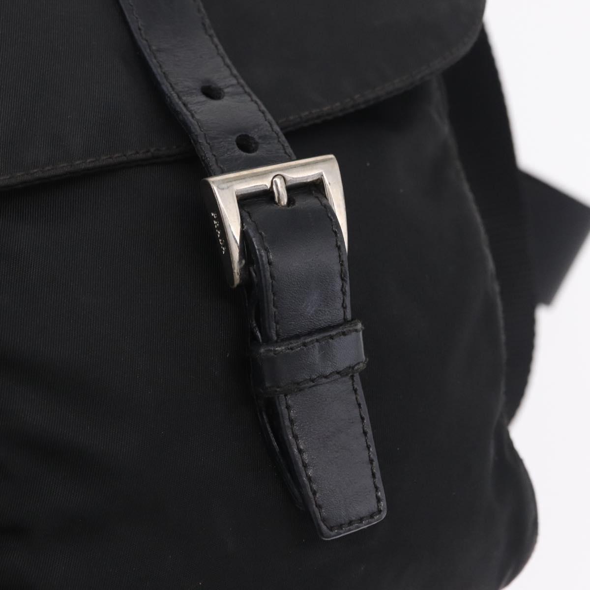 PRADA Shoulder Bag Nylon Black Silver Auth 205048