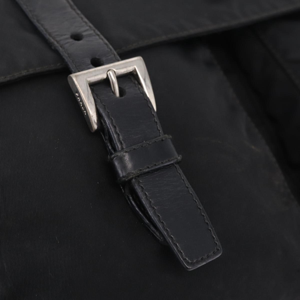 PRADA Shoulder Bag Nylon Black Silver Auth 205048