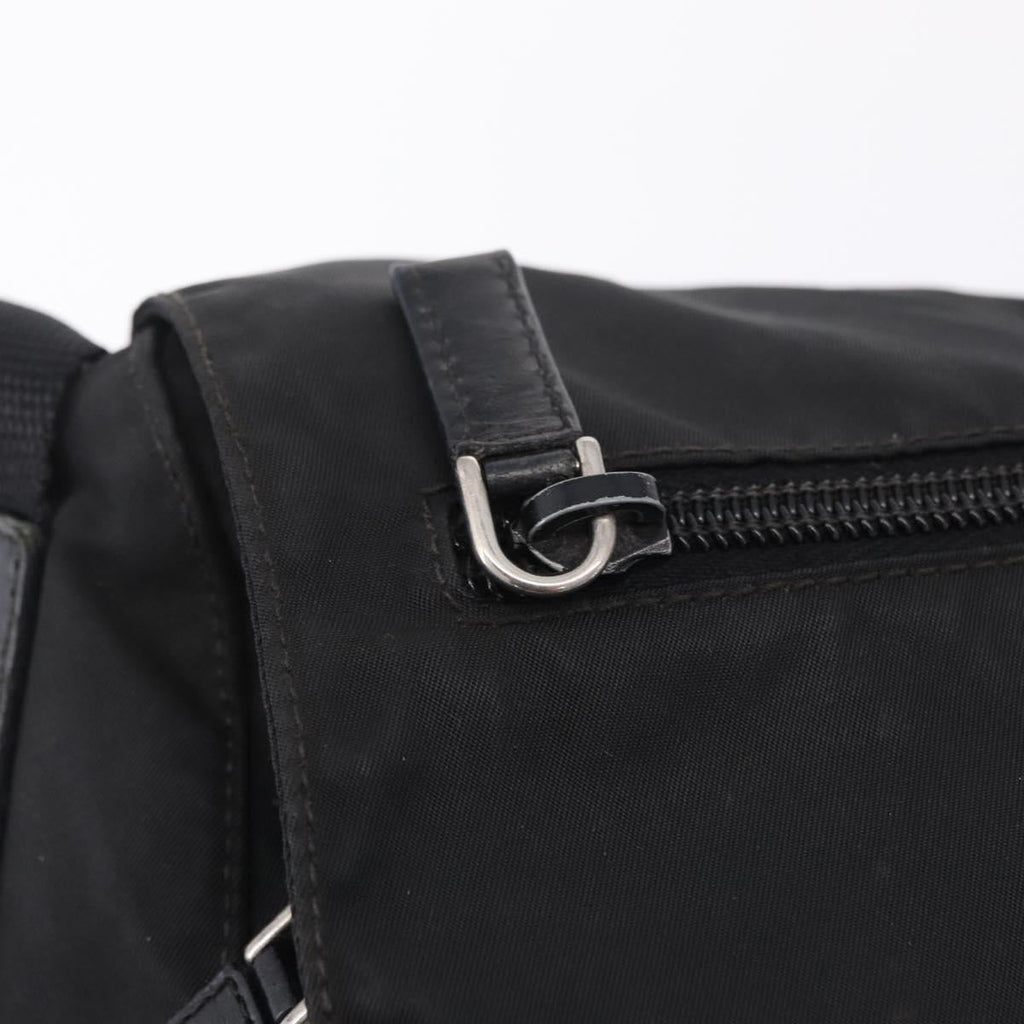 PRADA Shoulder Bag Nylon Black Silver Auth 205048