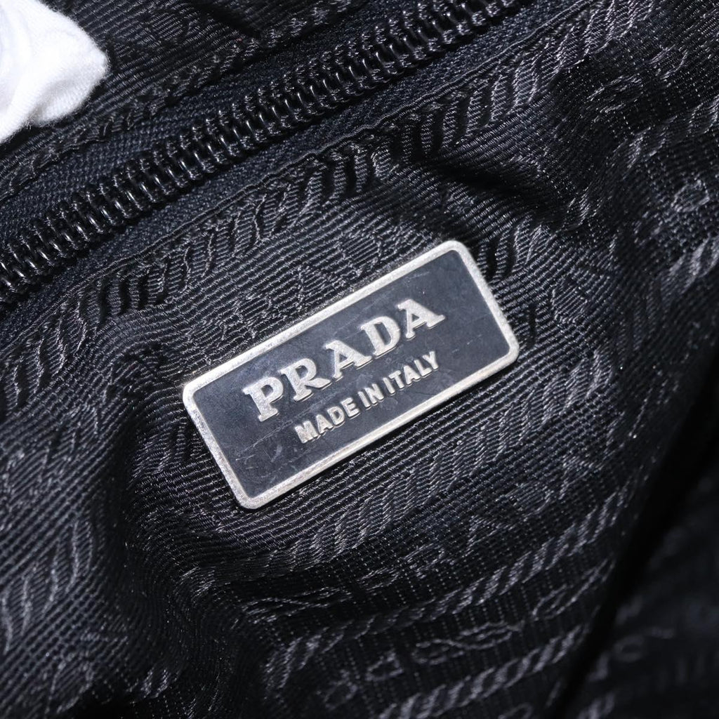 PRADA Shoulder Bag Nylon Black Silver Auth 205048