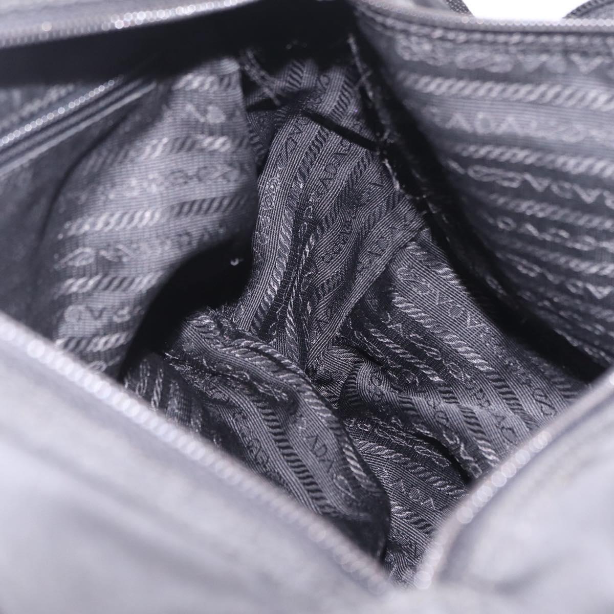 PRADA Shoulder Bag Nylon Black Silver Auth 205048