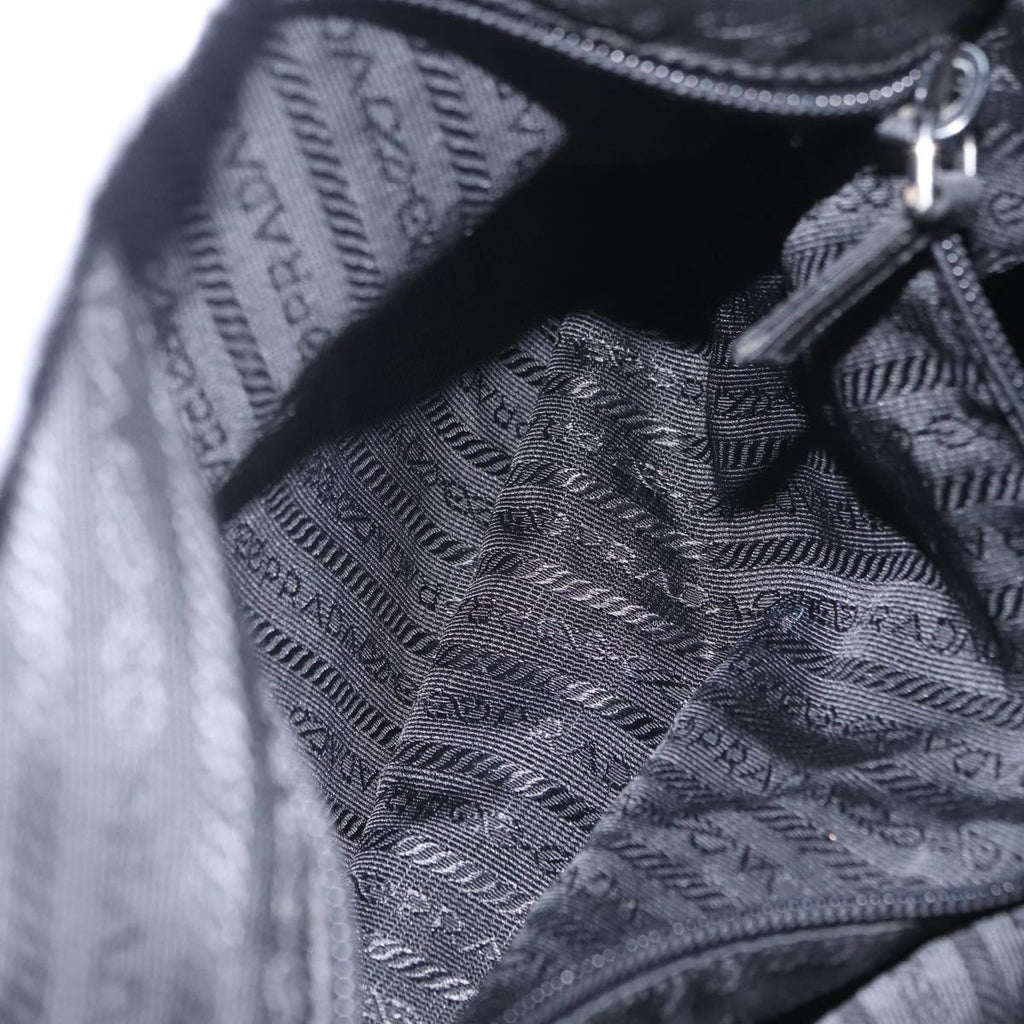 PRADA Shoulder Bag Nylon Black Silver Auth 205048