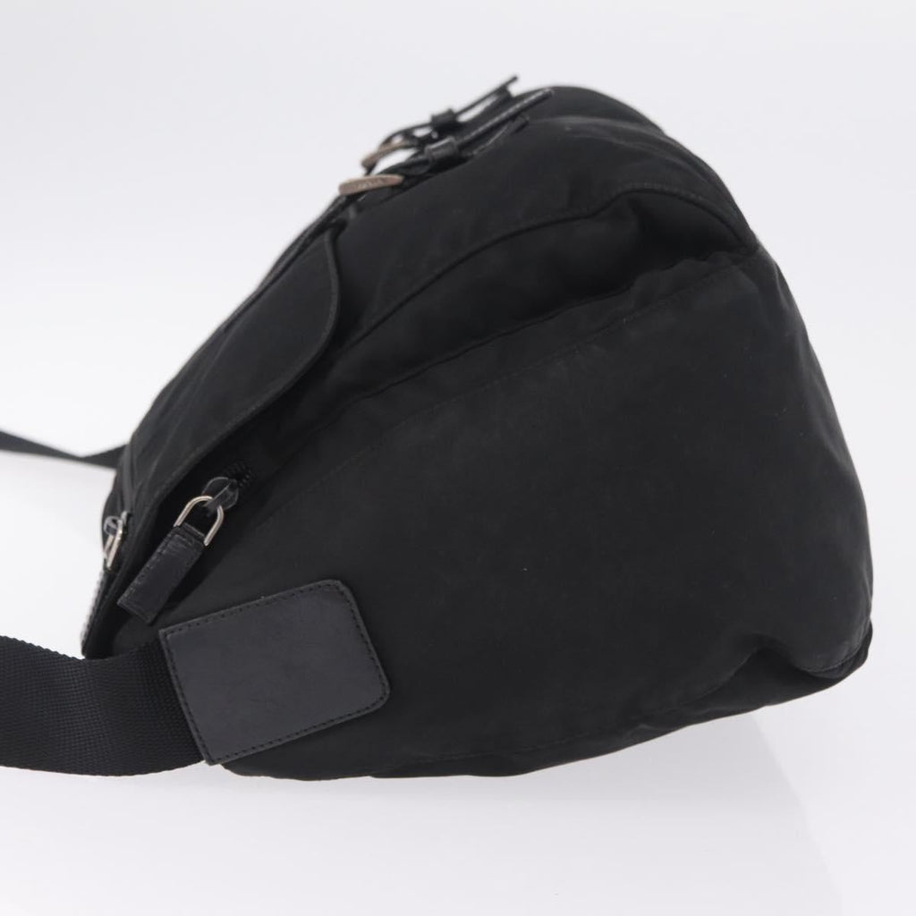 PRADA Shoulder Bag Nylon Black Silver Auth 205048