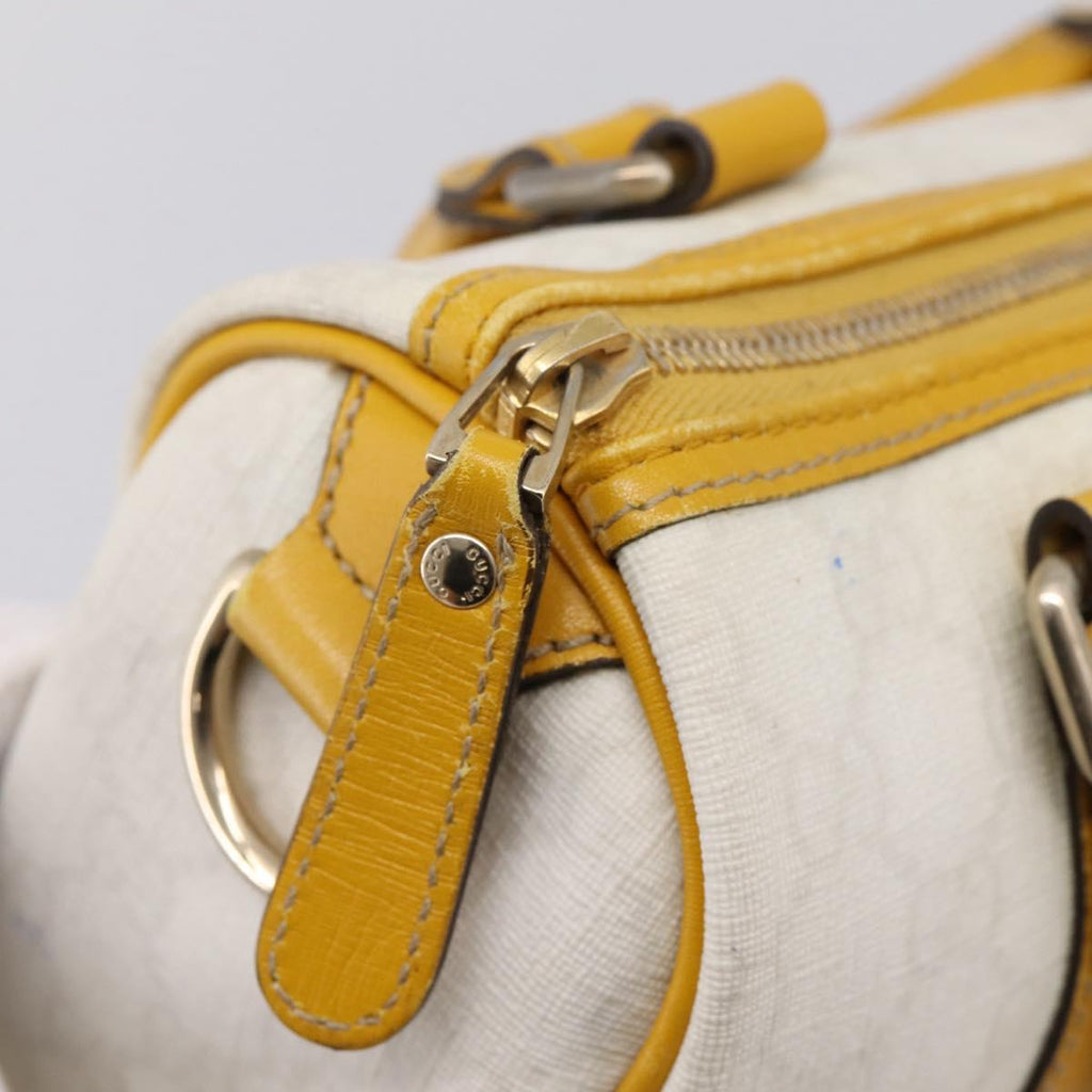 GUCCI GG Supreme Hand Bag PVC White Gold 193604 Auth 205049