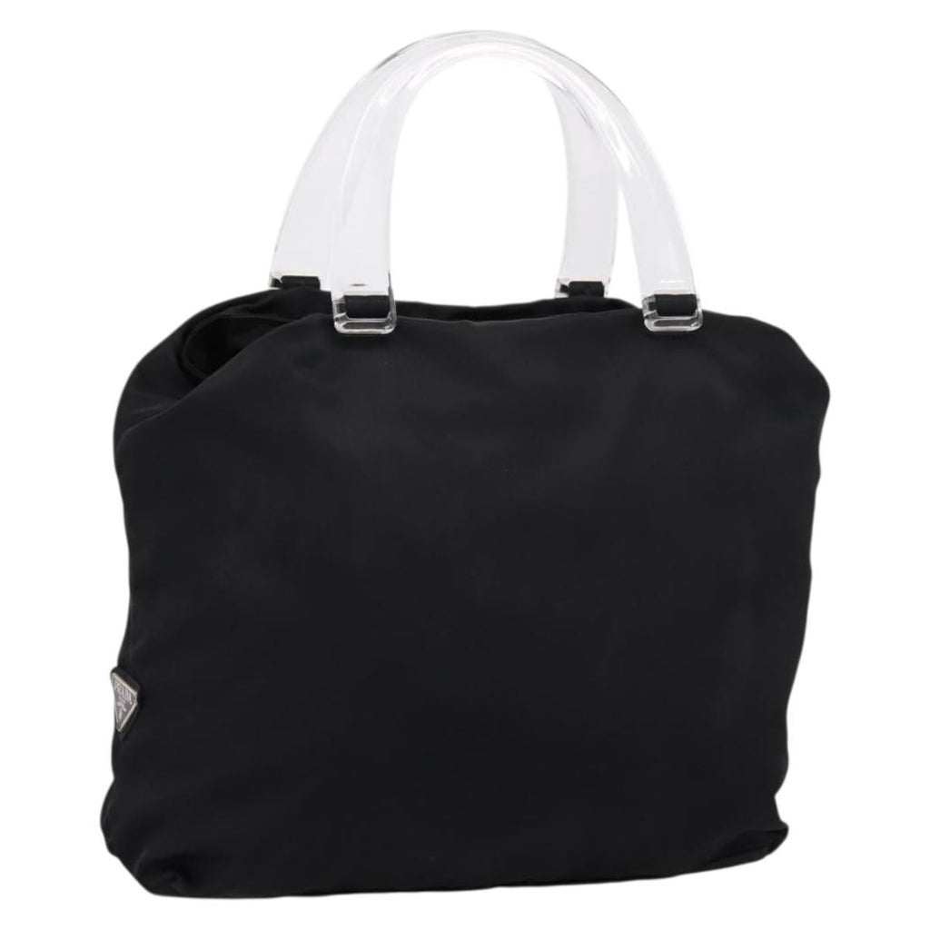 PRADA Hand Bag Nylon Black Silver Auth 205057