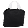 PRADA Hand Bag Nylon Black Silver Auth 205057