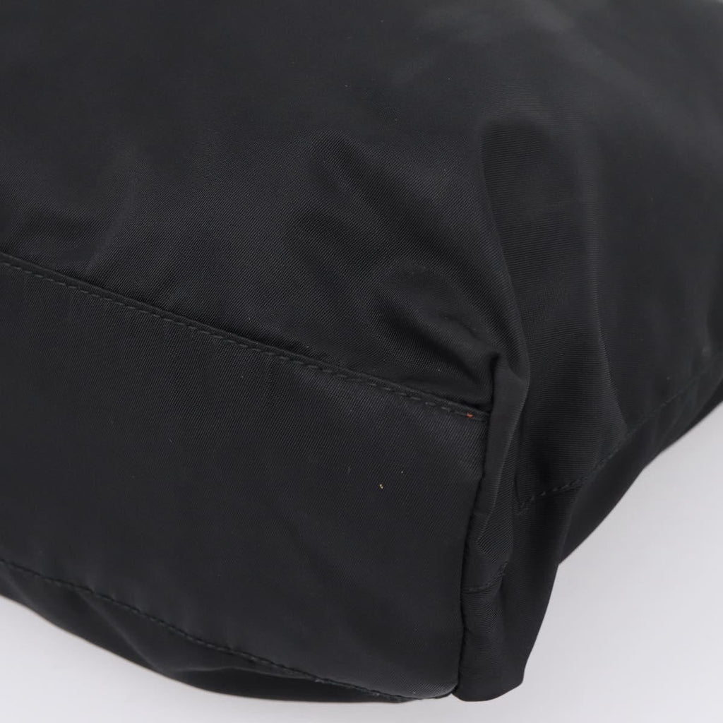PRADA Hand Bag Nylon Black Silver Auth 205057