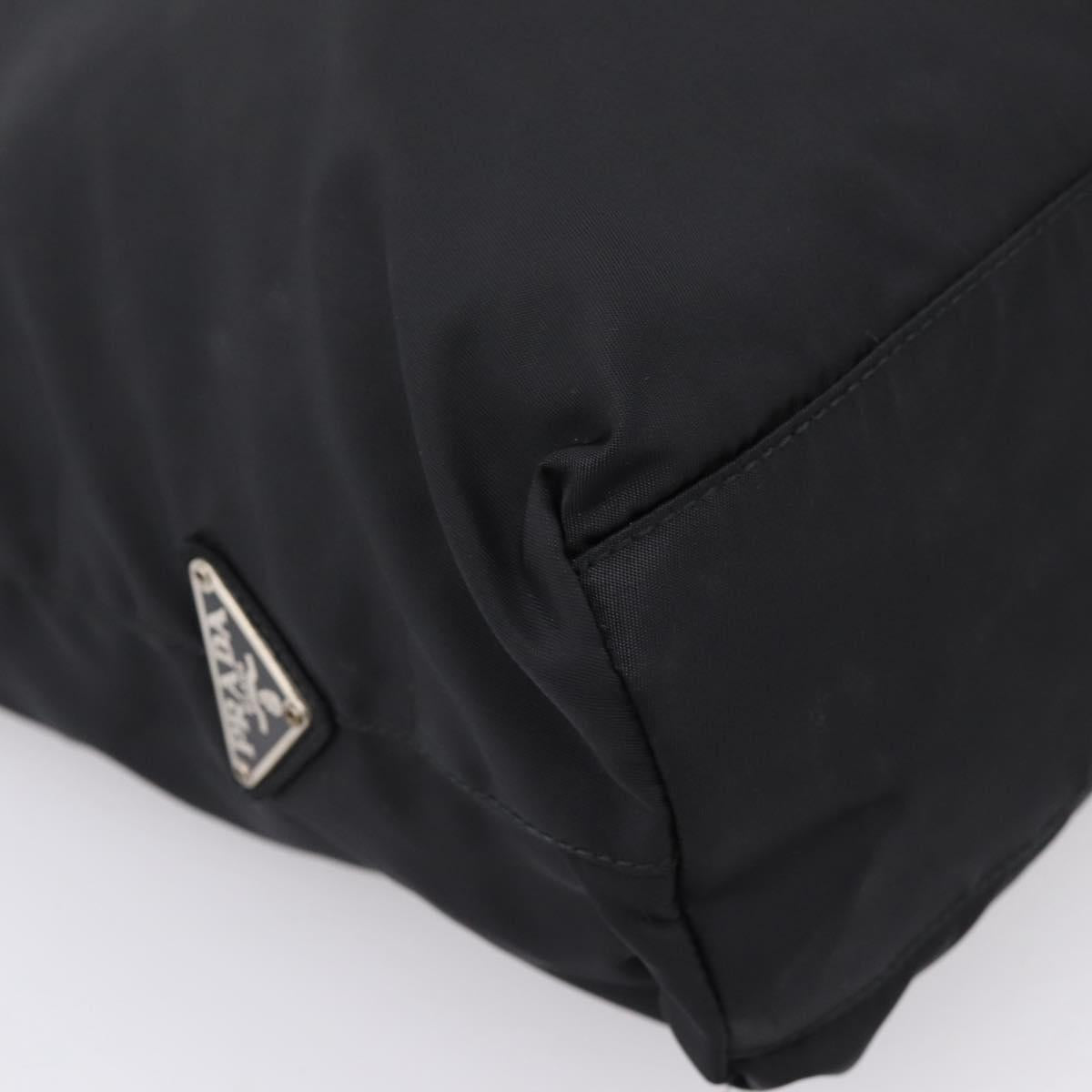 PRADA Hand Bag Nylon Black Silver Auth 205057