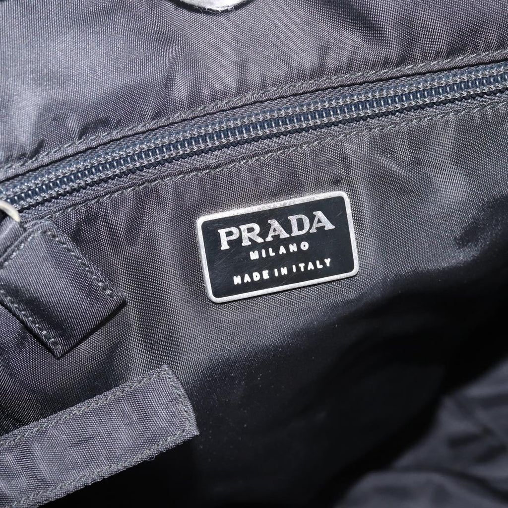 PRADA Hand Bag Nylon Black Silver Auth 205057