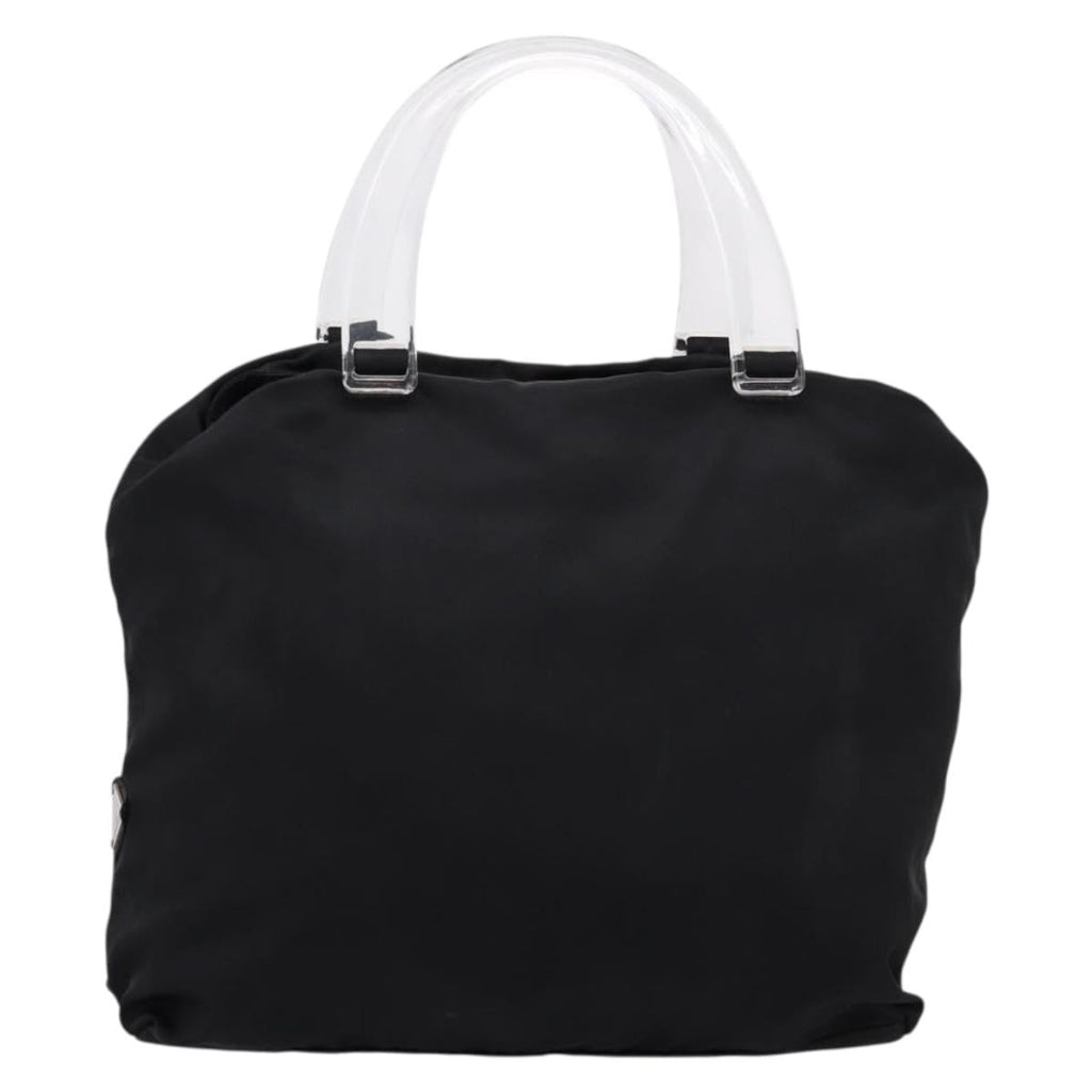 PRADA Hand Bag Nylon Black Silver Auth 205057