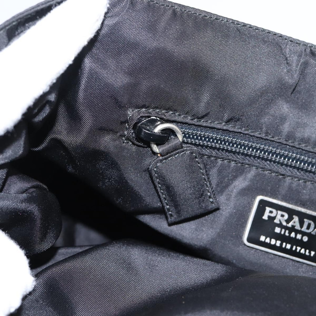 PRADA Hand Bag Nylon Black Silver Auth 205057