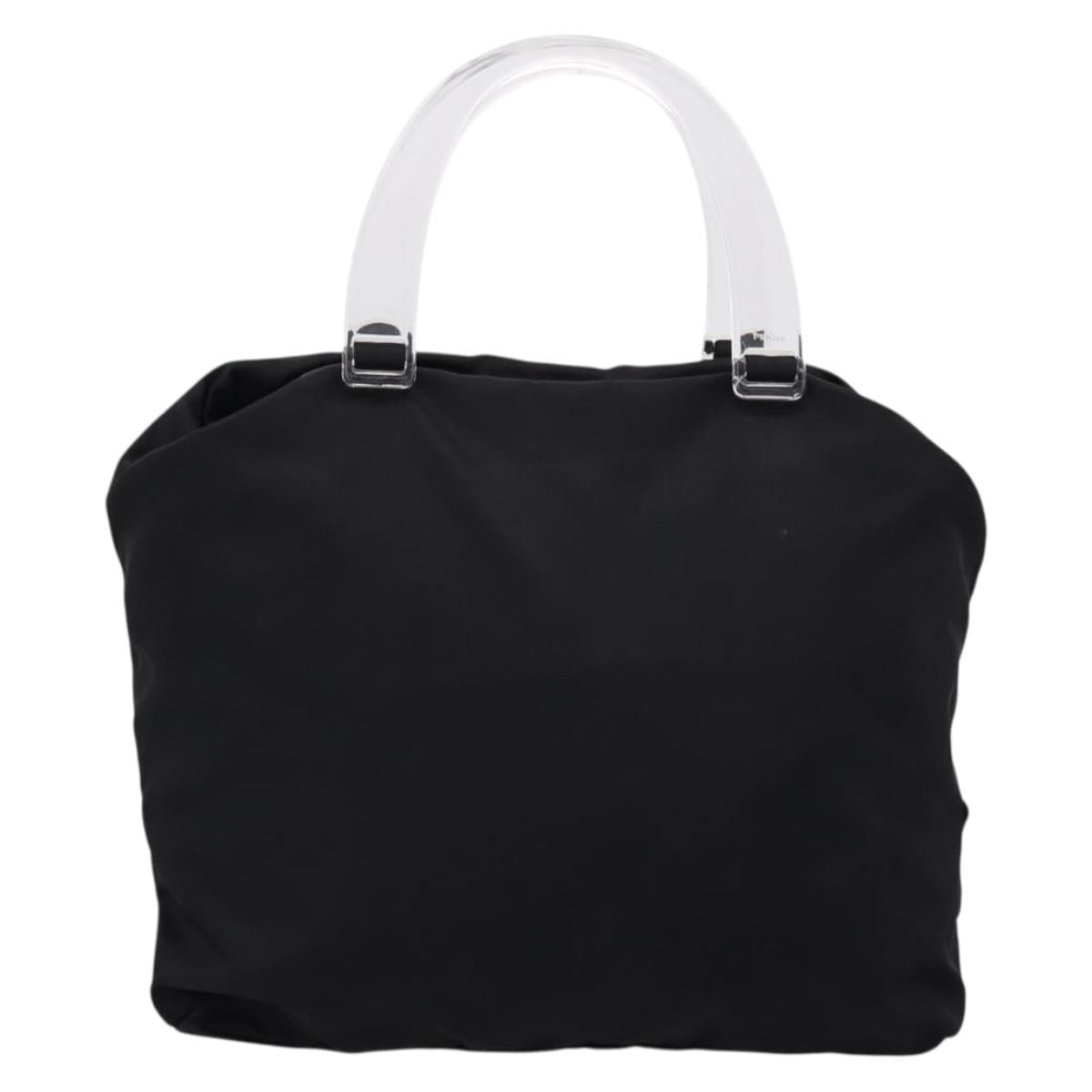 PRADA Hand Bag Nylon Black Silver Auth 205057