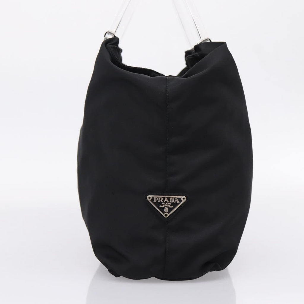PRADA Hand Bag Nylon Black Silver Auth 205057