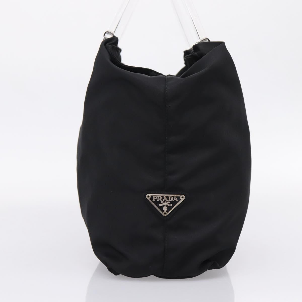 PRADA Hand Bag Nylon Black Silver Auth 205057