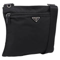 PRADA Shoulder Bag Nylon Black Silver Auth 205175A