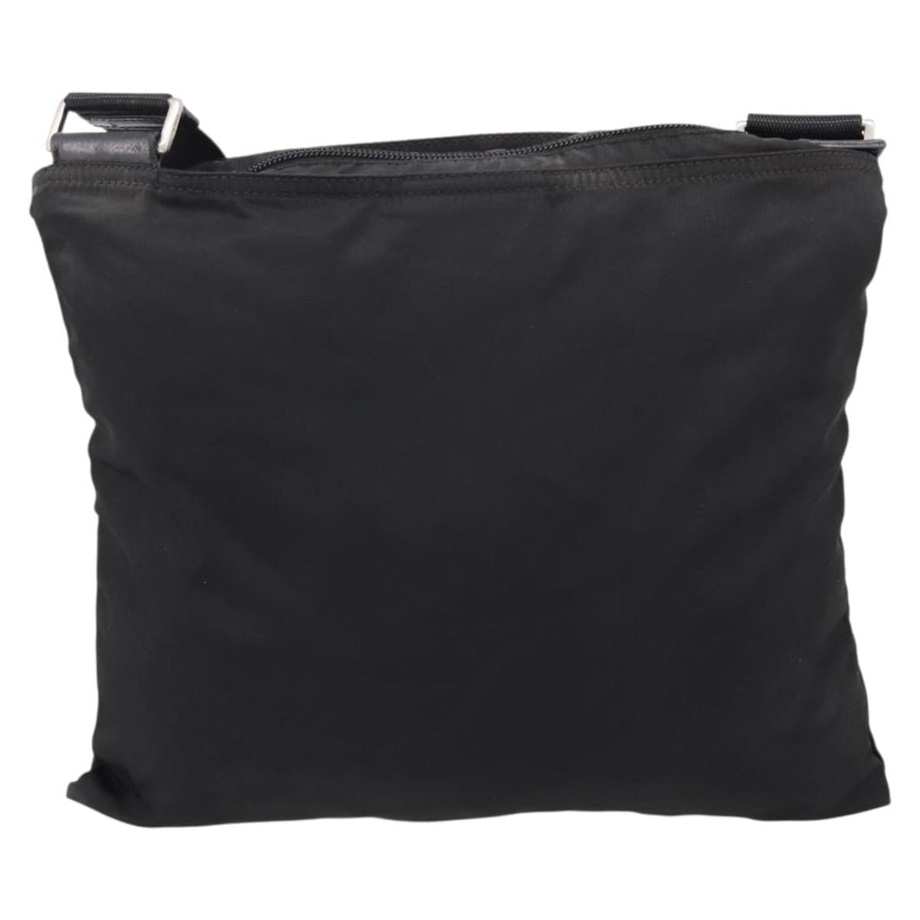 PRADA Shoulder Bag Nylon Black Silver Auth 205200
