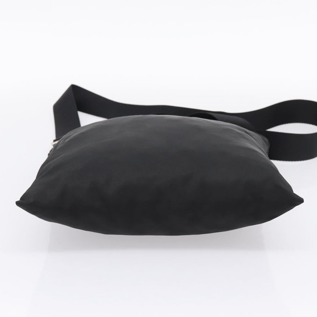PRADA Shoulder Bag Nylon Black Silver Auth 205200