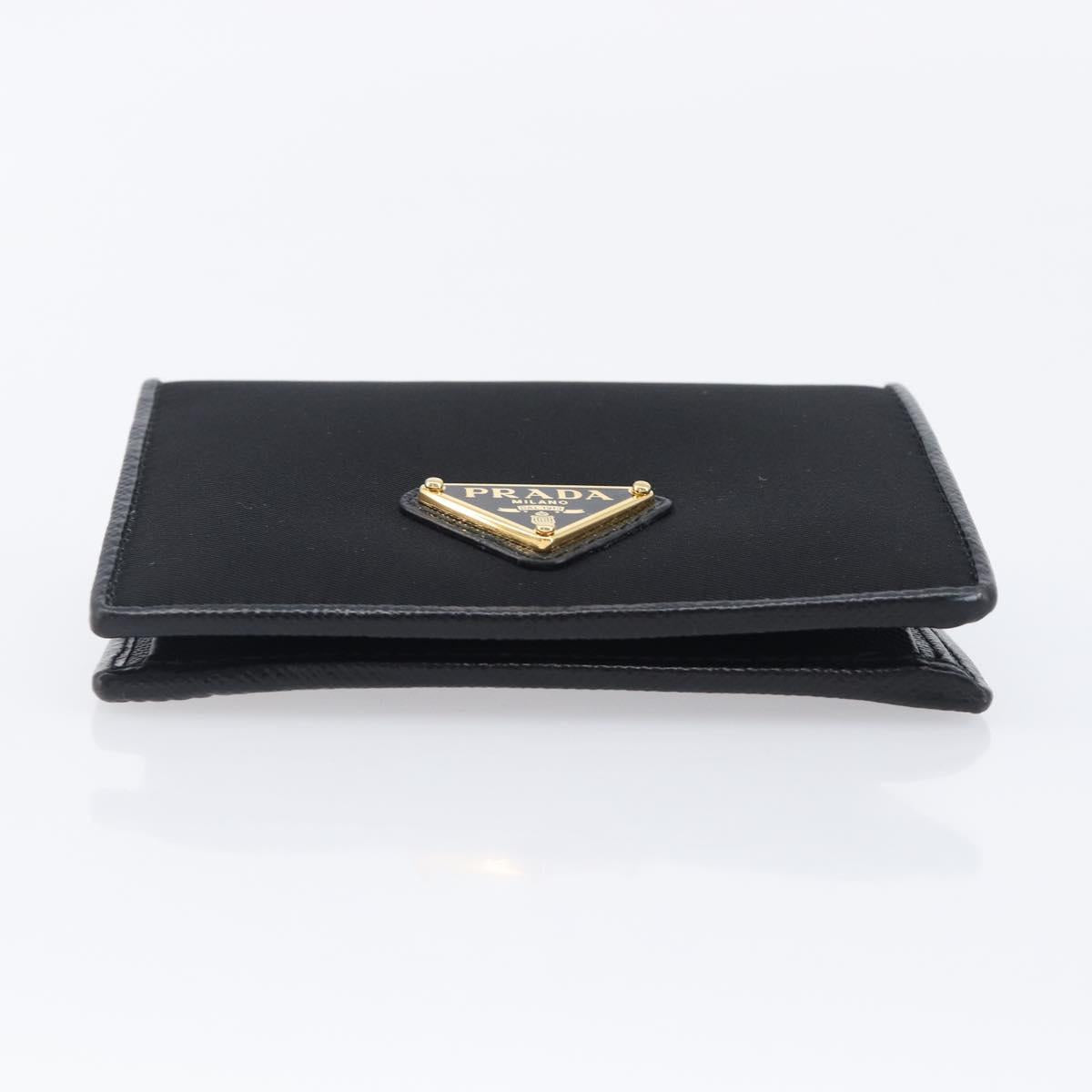 PRADA Bifold Wallet Nylon Black Gold Auth 205242M