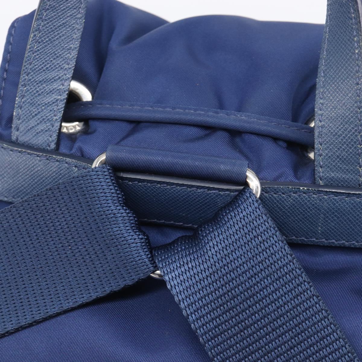 PRADA Backpack Nylon Blue Silver Auth 205419A