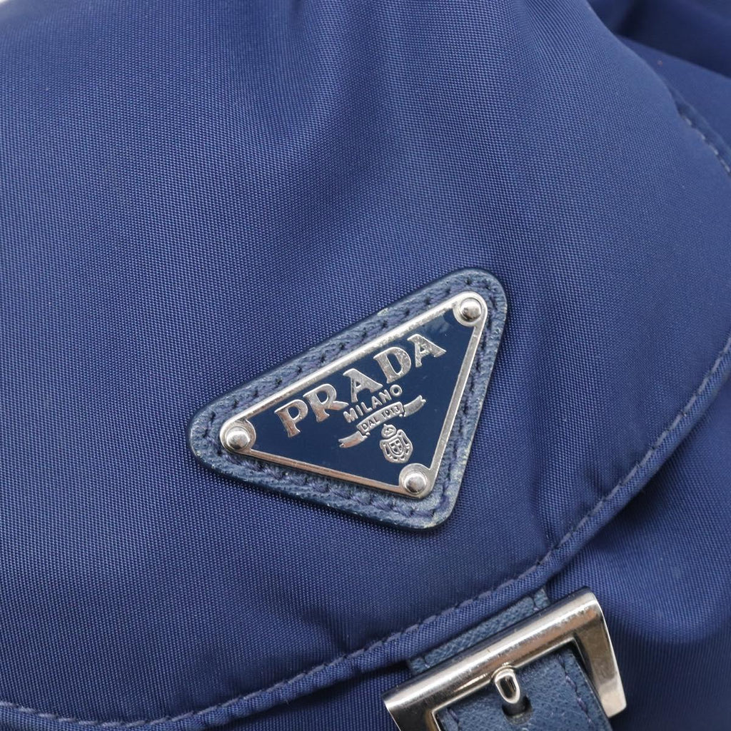 PRADA Backpack Nylon Blue Silver Auth 205419A