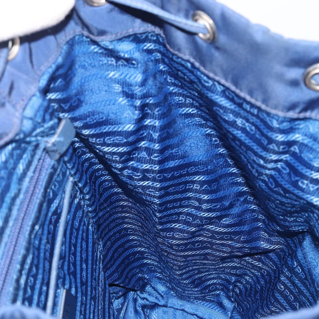 PRADA Backpack Nylon Blue Silver Auth 205419A
