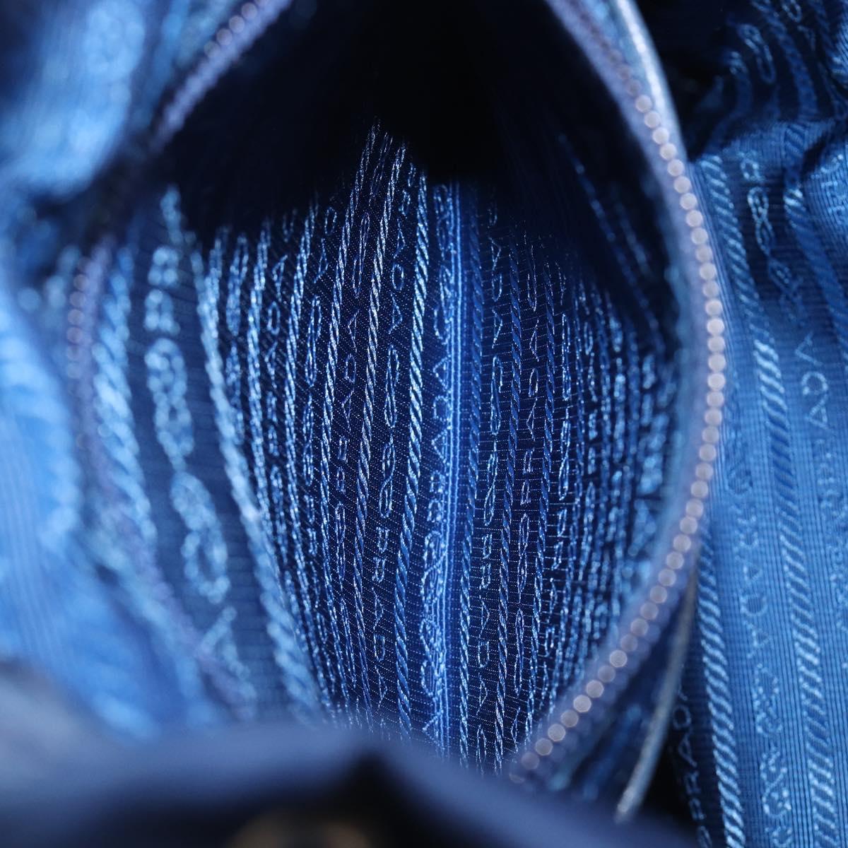 PRADA Backpack Nylon Blue Silver Auth 205419A
