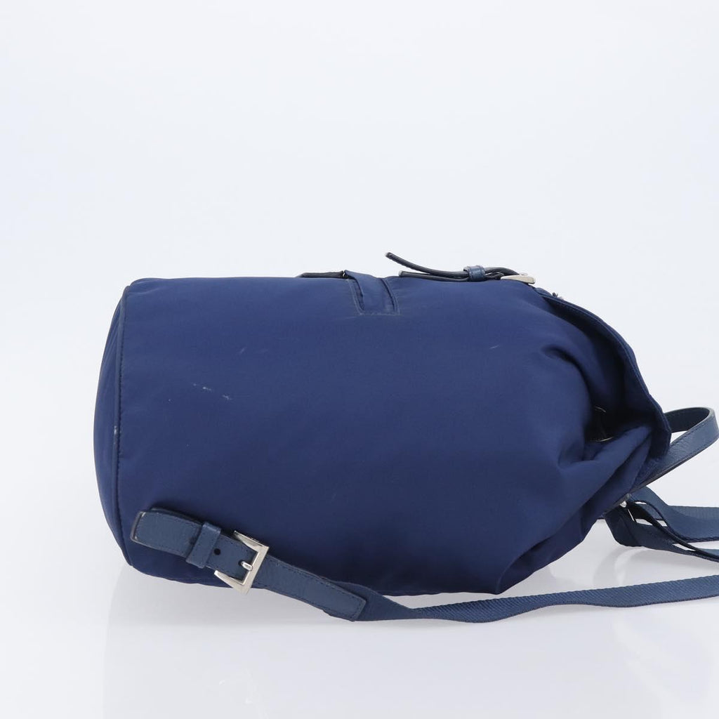PRADA Backpack Nylon Blue Silver Auth 205419A