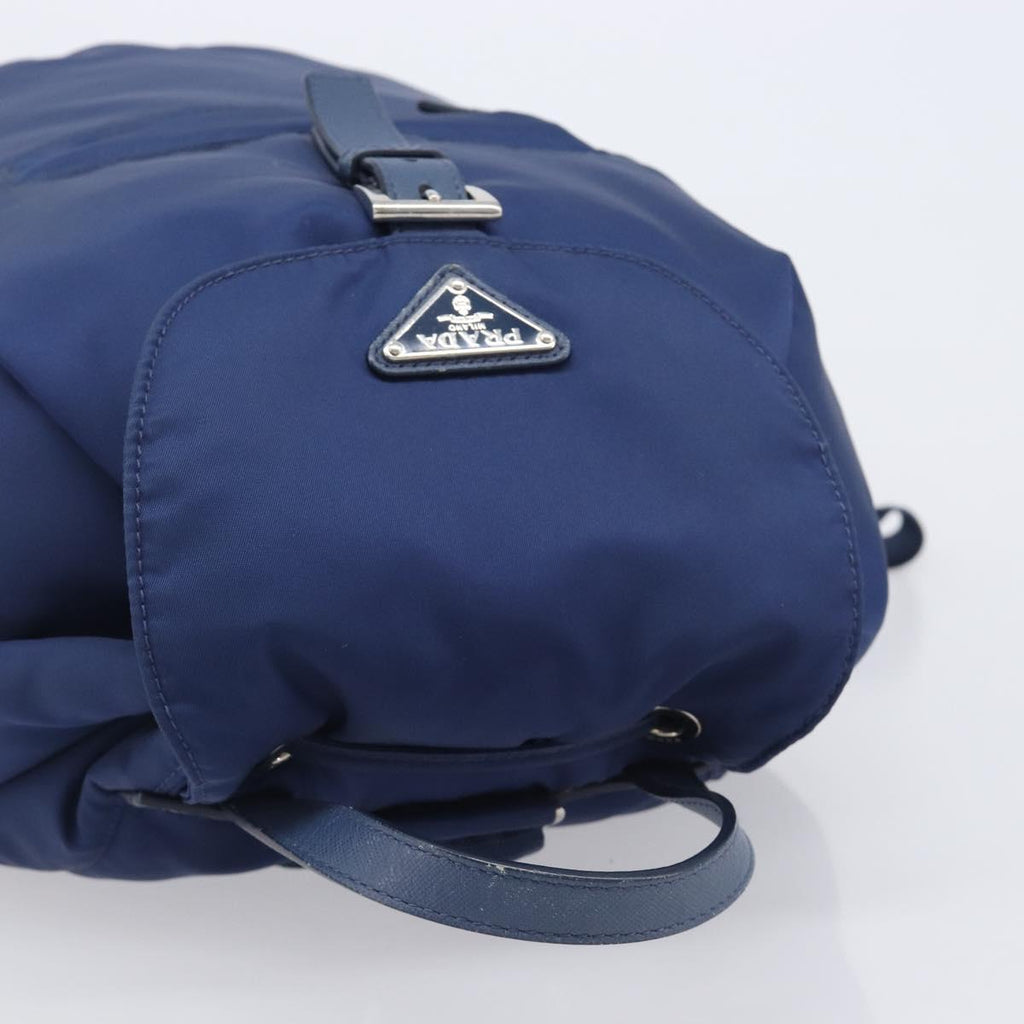 PRADA Backpack Nylon Blue Silver Auth 205419A