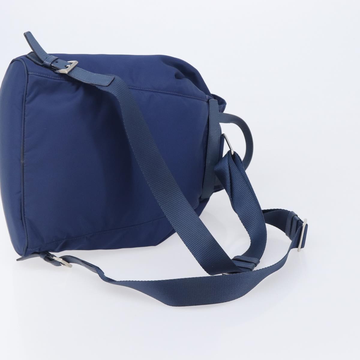 PRADA Backpack Nylon Blue Silver Auth 205419A