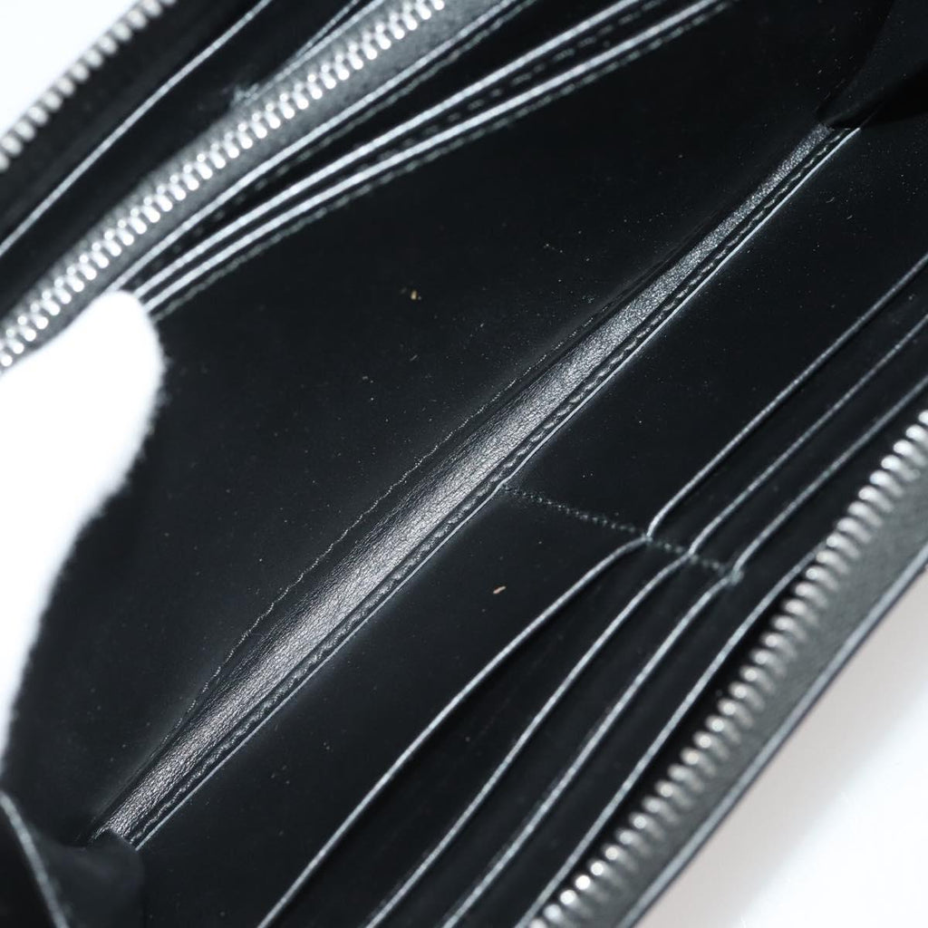 PRADA Long Wallet Leather Black Silver Auth 205863A