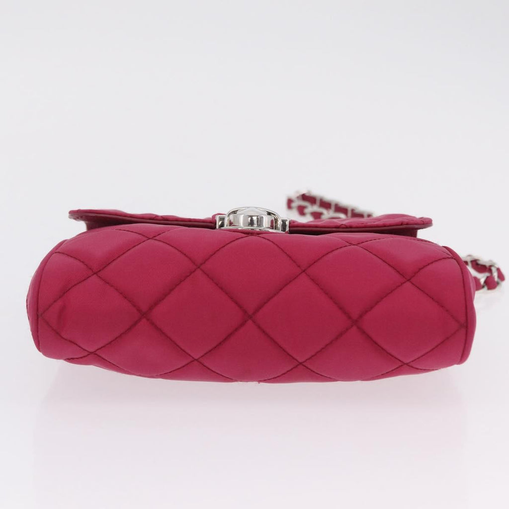 PRADA Chain Shoulder Bag Nylon Pink Silver Auth 206227A