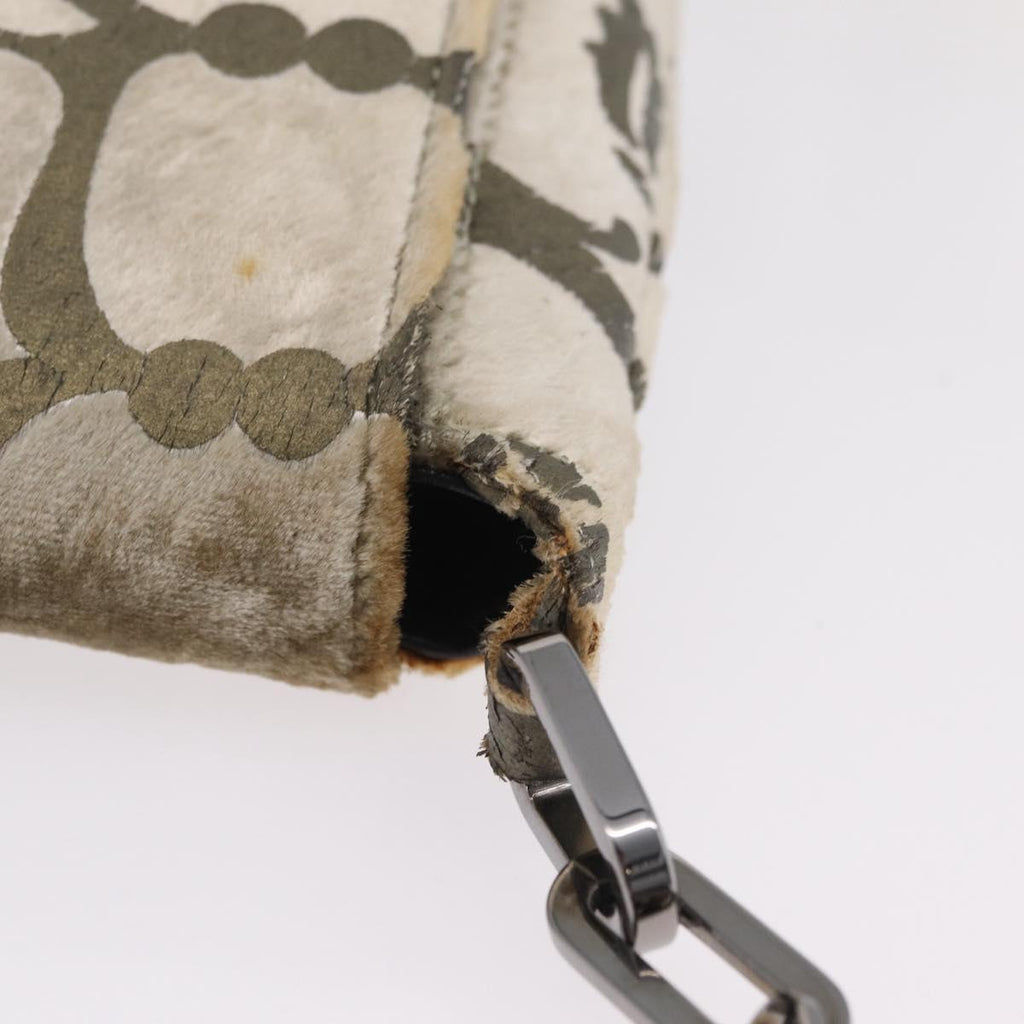 GUCCI Shoulder Bag Velor Beige Silver 001 3829 Auth 206290A