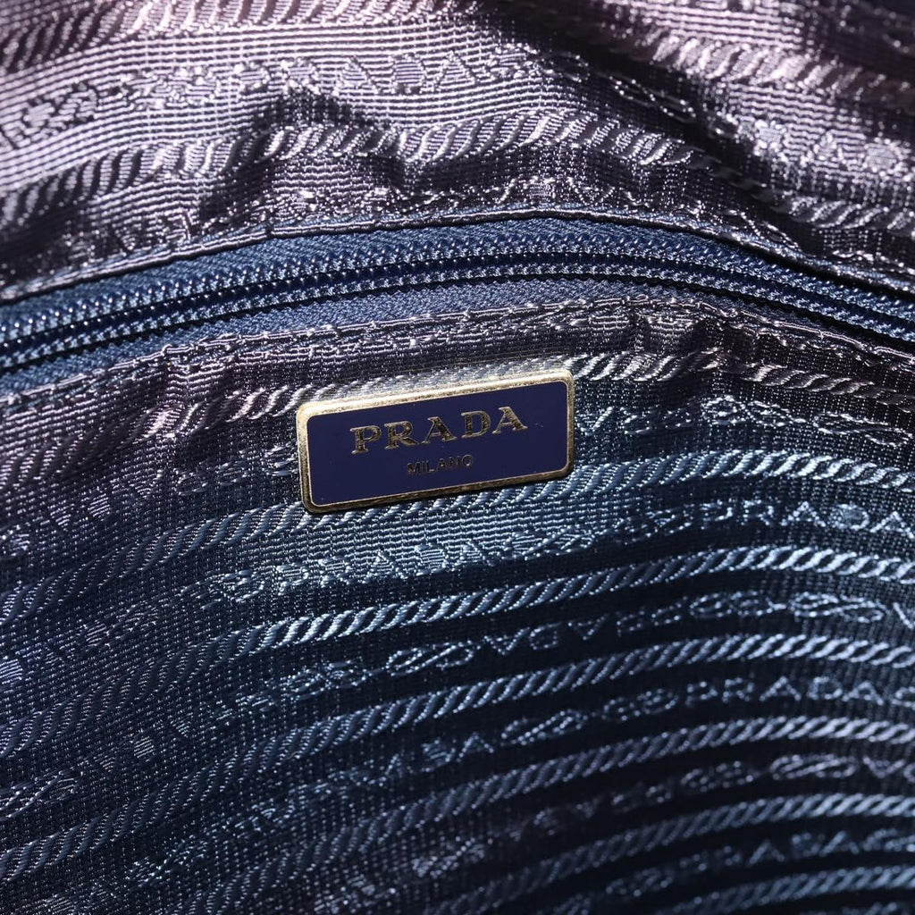 PRADA Tote Bag Nylon 2way Navy Gold Auth 206331A