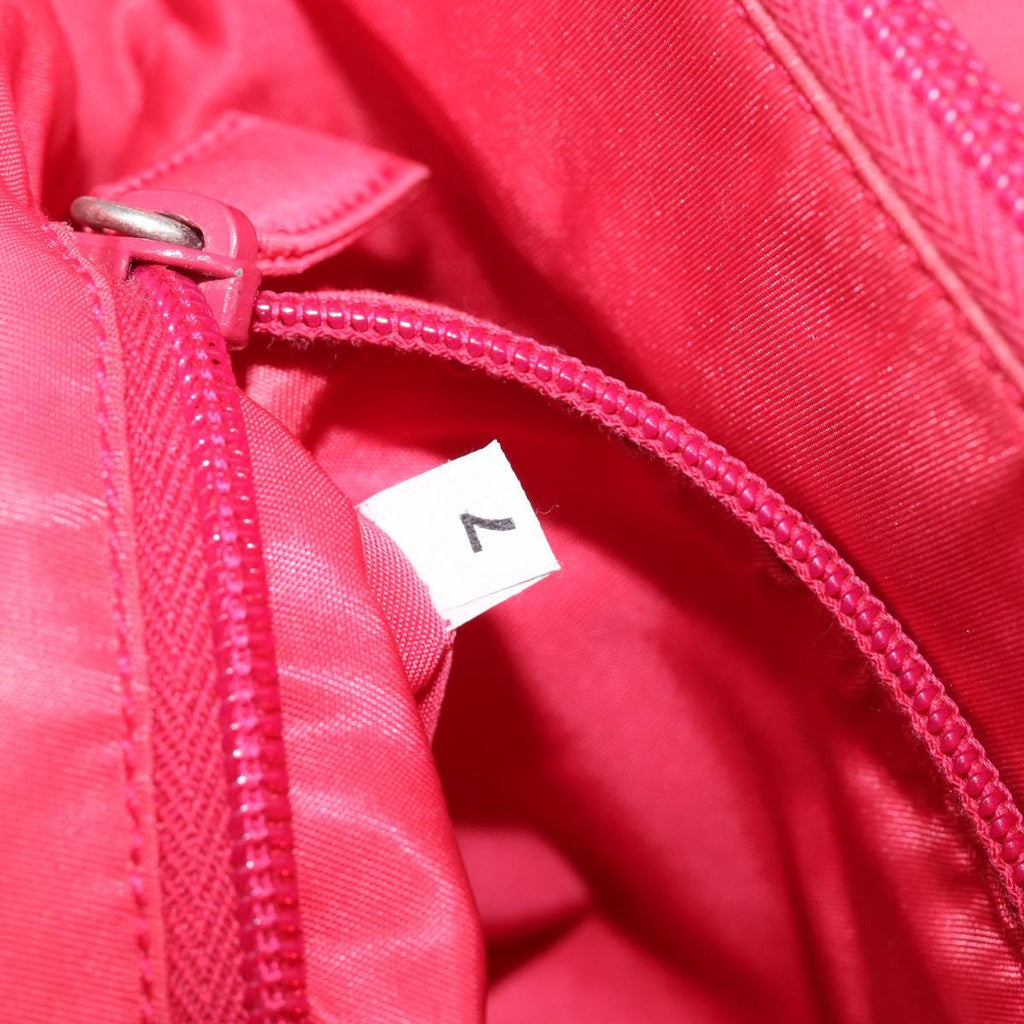 PRADA Hand Bag Nylon Pink Silver Auth 206488