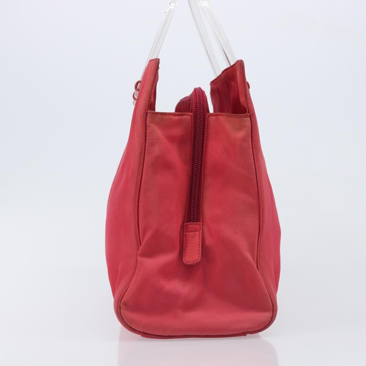 PRADA Hand Bag Nylon Pink Silver Auth 206488