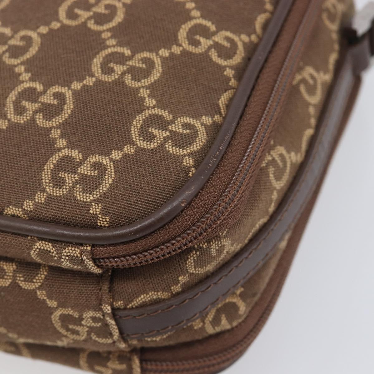 GUCCI GG Canvas Pouch Brown Silver Auth 206495