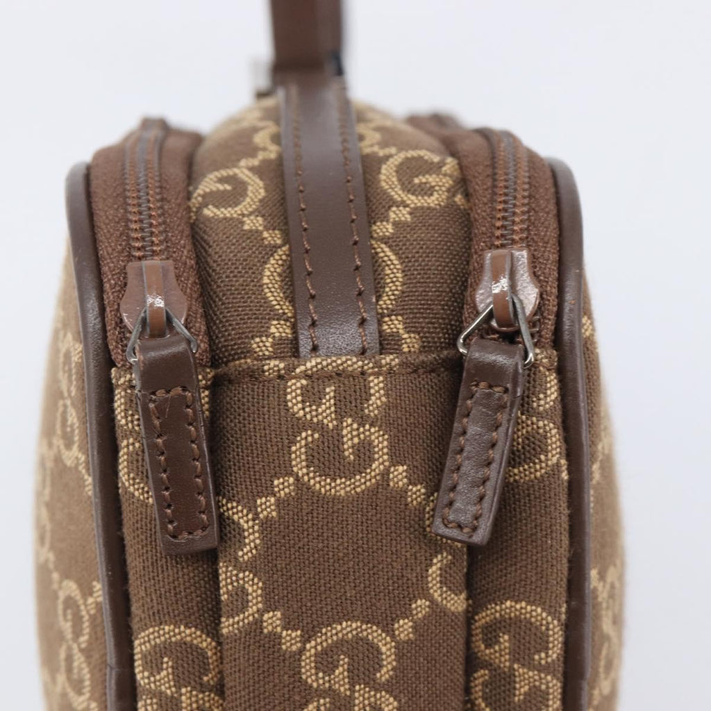 GUCCI GG Canvas Pouch Brown Silver Auth 206495