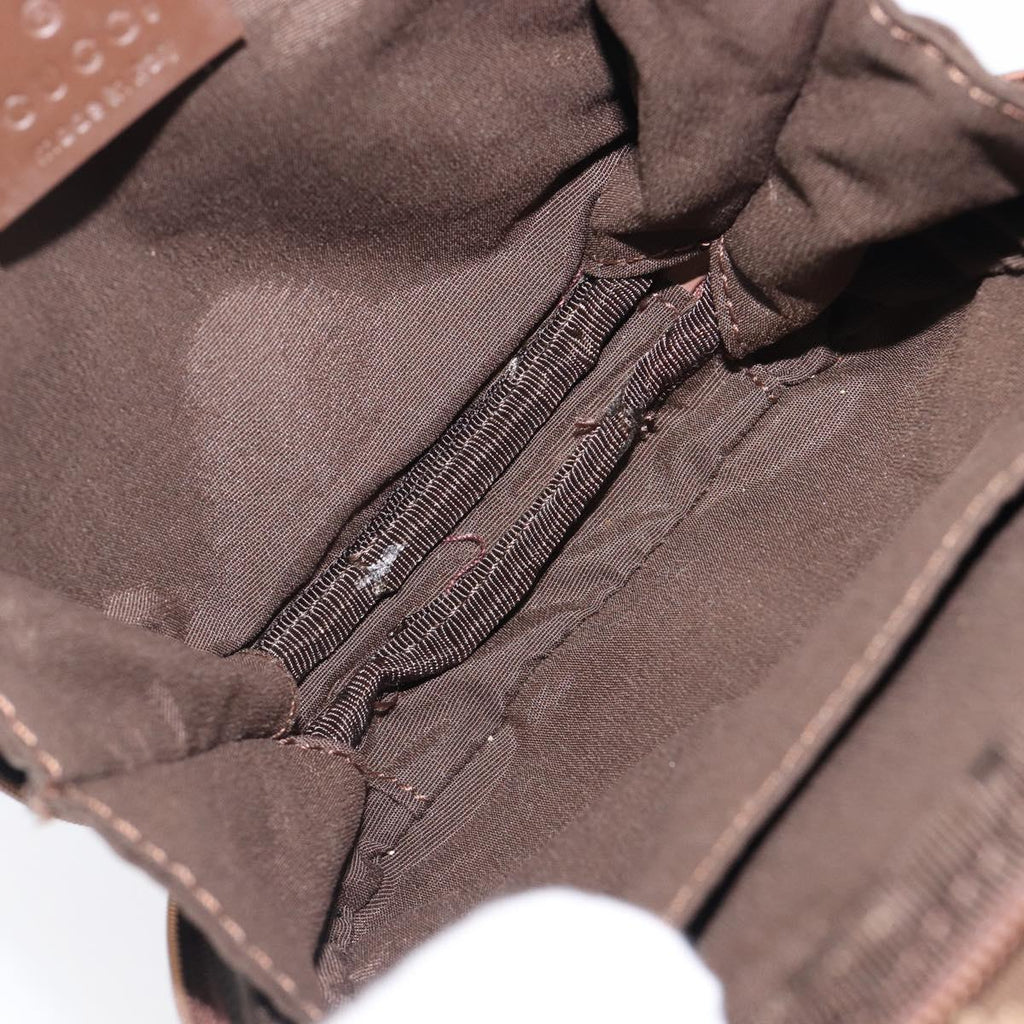 GUCCI GG Canvas Pouch Brown Silver Auth 206495