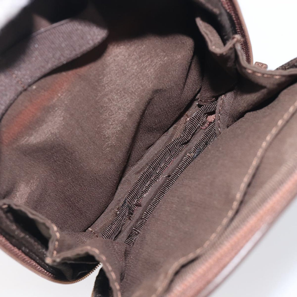 GUCCI GG Canvas Pouch Brown Silver Auth 206495