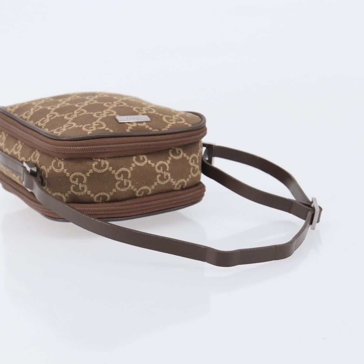 GUCCI GG Canvas Pouch Brown Silver Auth 206495