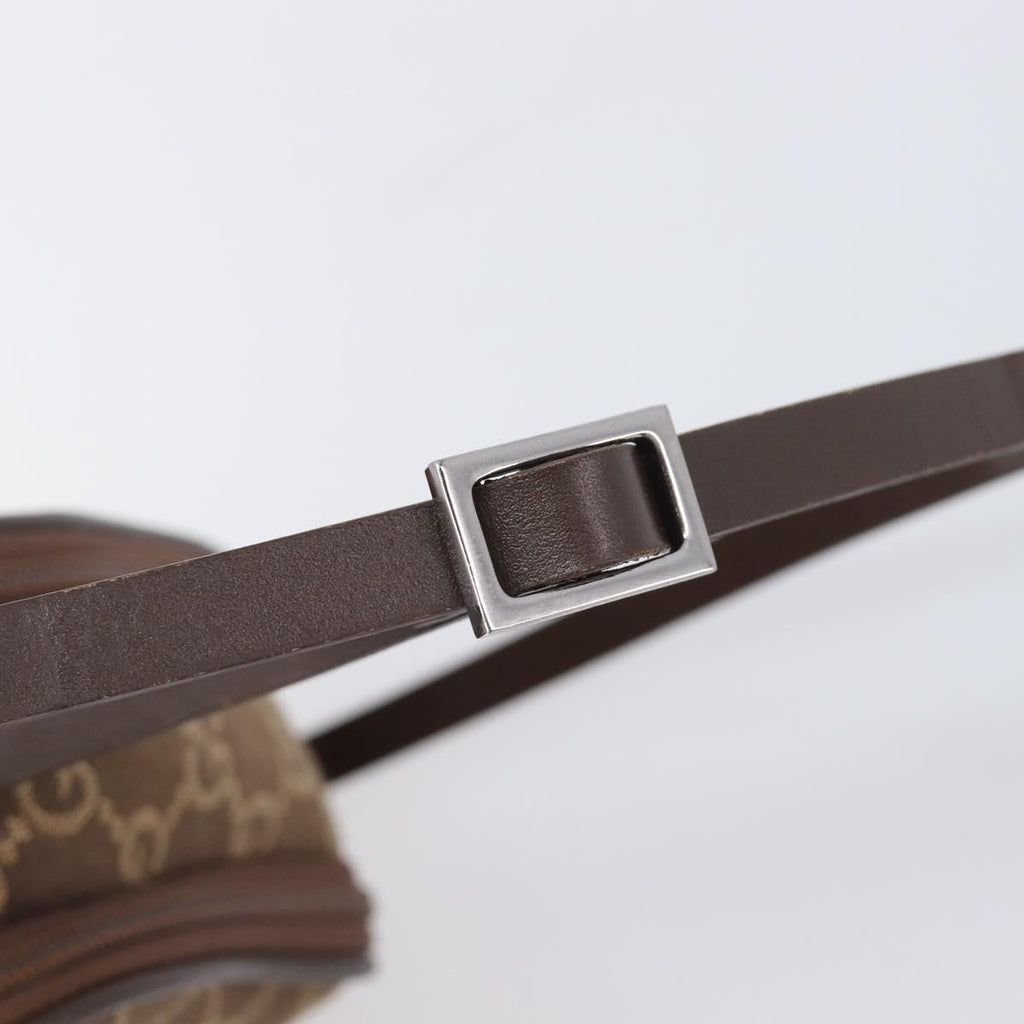 GUCCI GG Canvas Pouch Brown Silver Auth 206495